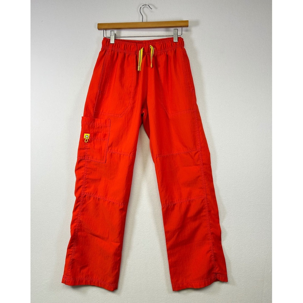 Spread Good Cheer Scrub Pants Womens S Orange Cargo Elastic Waist Drawstring